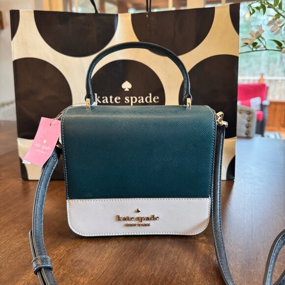 Kate Spade Staci Square Crossbody K7343 Saffiano Leather in Peacock - Picture 1 of 6